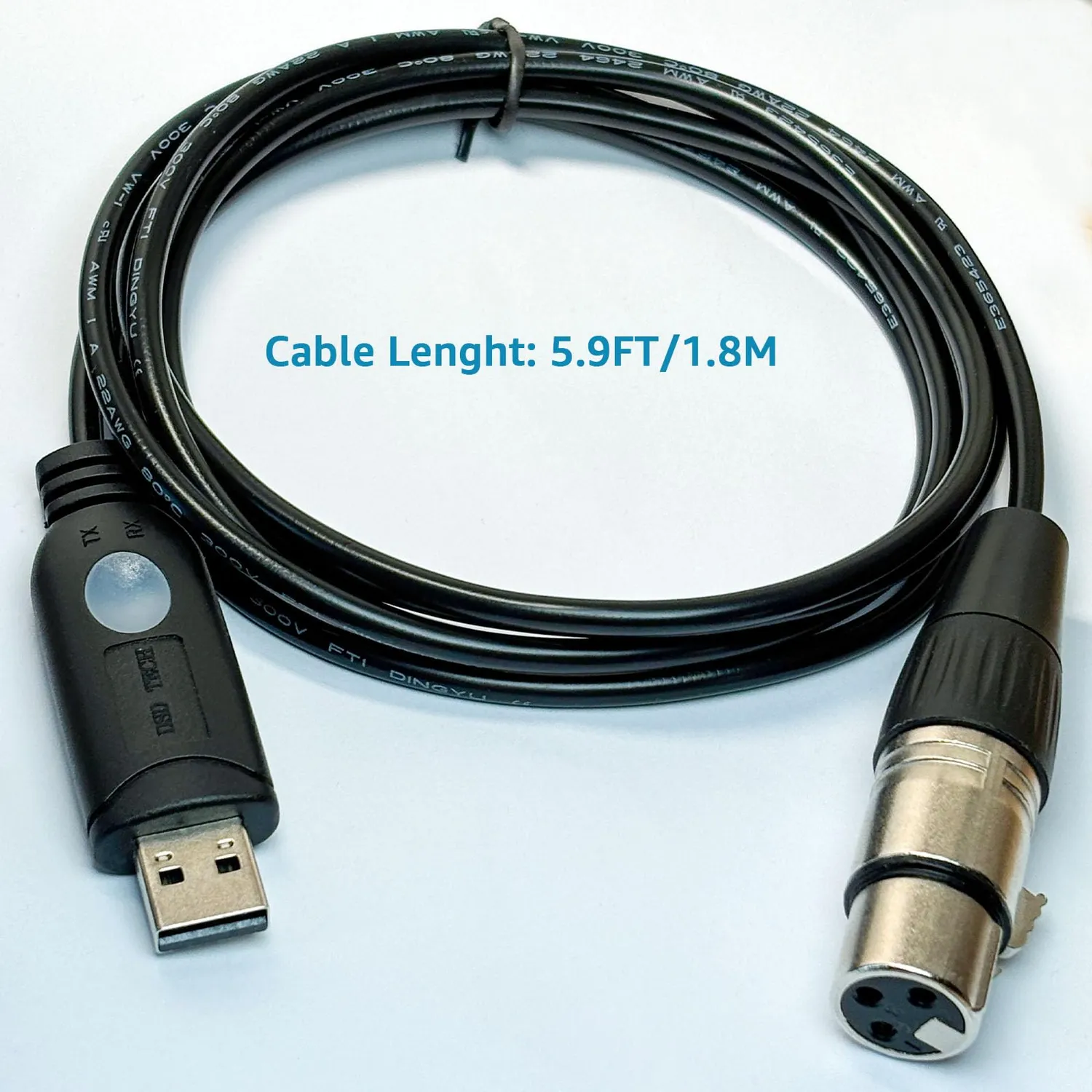 DSD TECH SH-RS09B Câble USB vers DMX 1,8m FTDI
