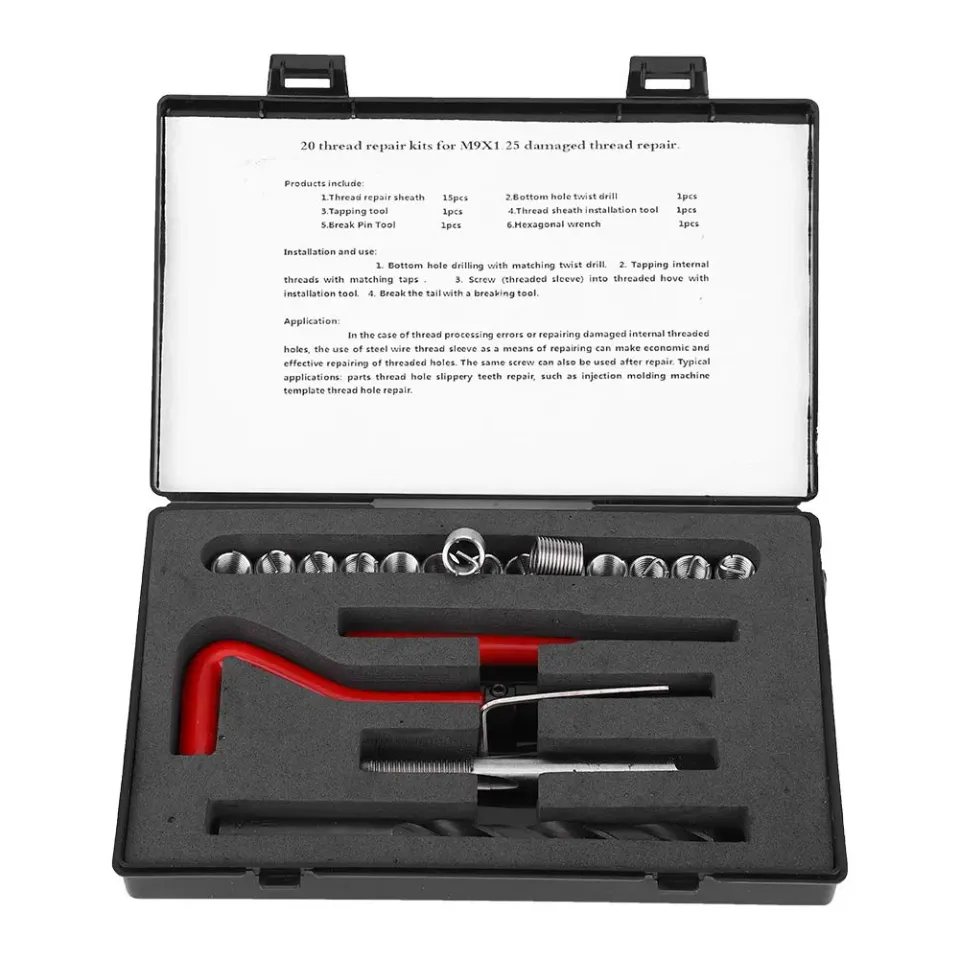 Garosa M9x1,25 kit d’inserts filetés 15 pièces inox