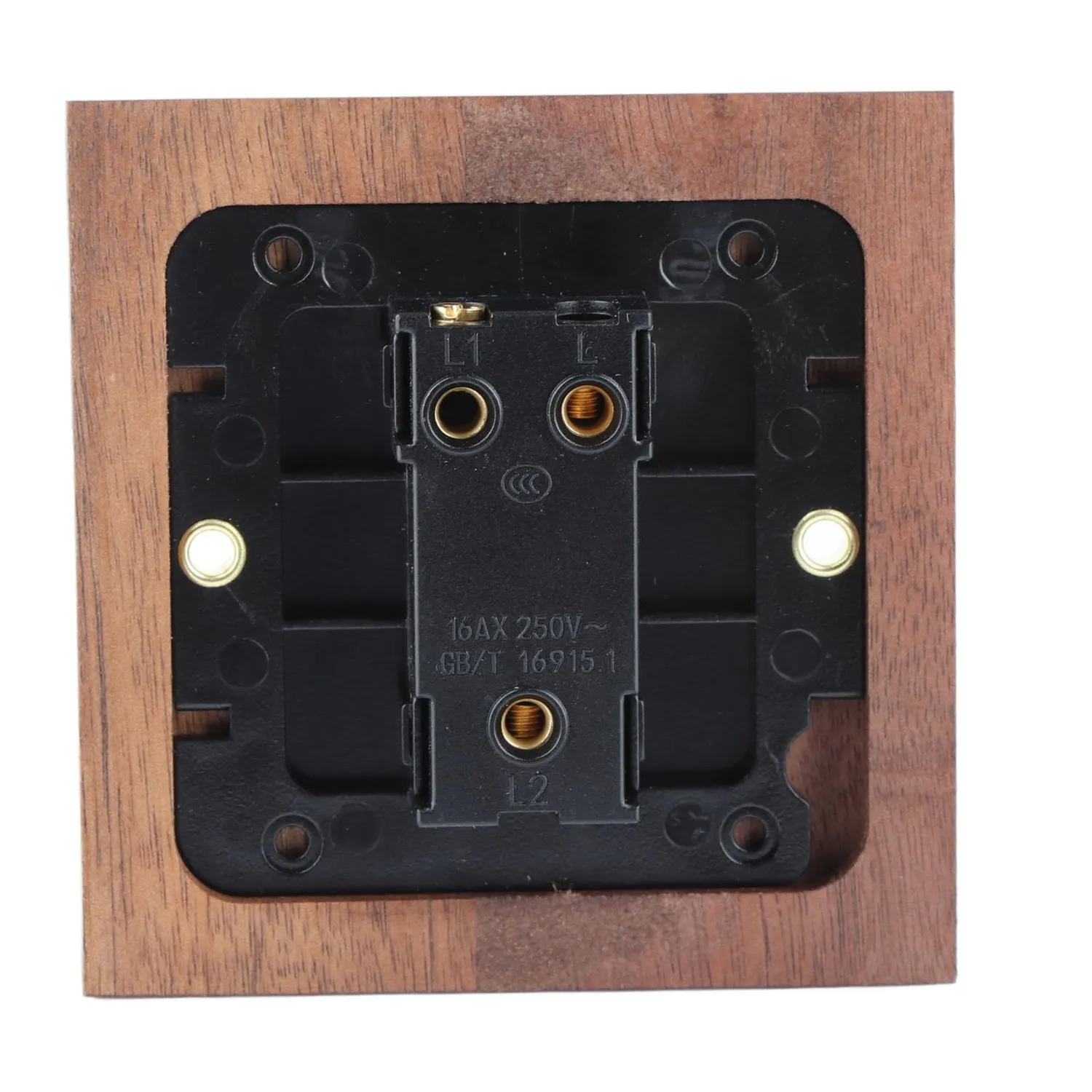 Garosa interrupteur à bascule vintage noyer laiton 86x88 mm