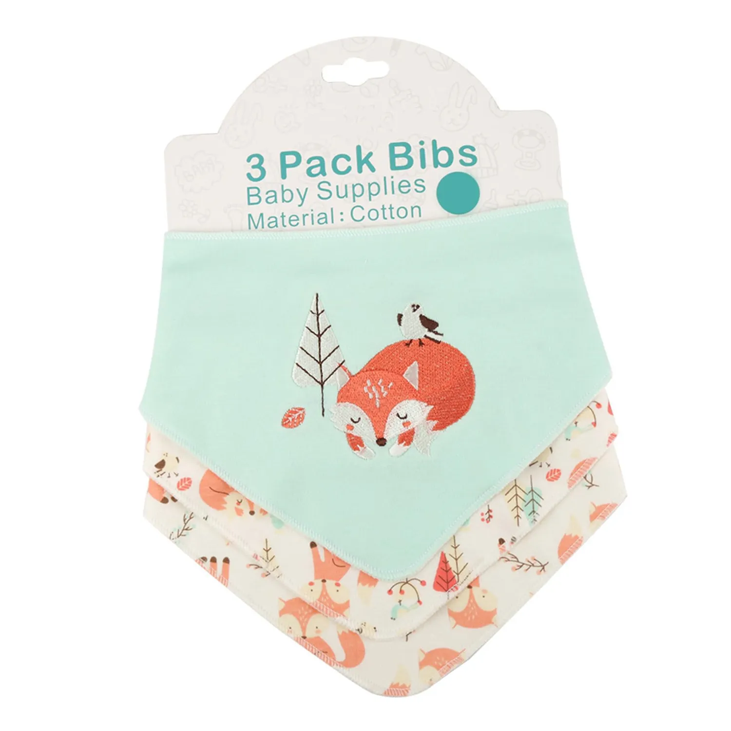 Garosa bavoir bébé renard en coton double couche absorbant