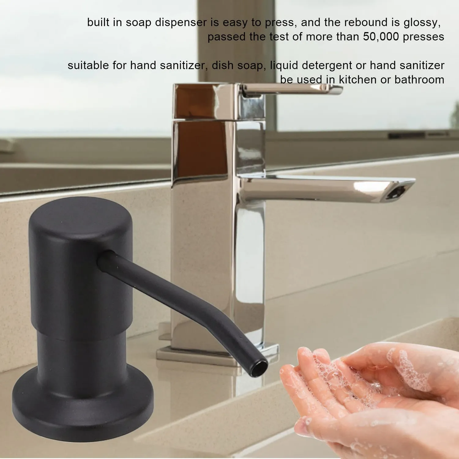 Garosa distributeur de savon pour évier 300 ml noir, pompe rotative