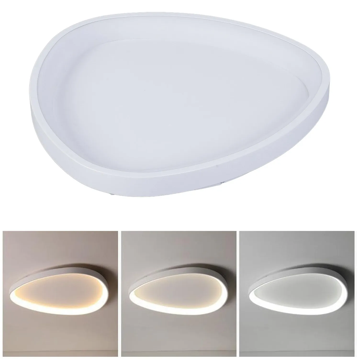 Garosa plafonnier LED triangulaire ovale 42 cm blanc