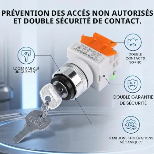 Garosa LAY37-11Y / 21 interrupteur à clé 2 positions 220 V