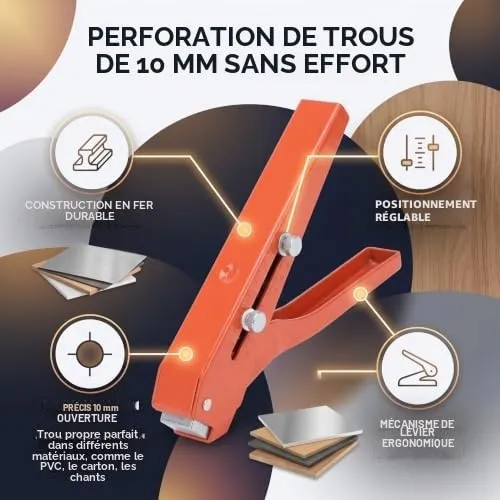 Garosa perforateur manuel 10 mm réglable pour papier et matériaux fins