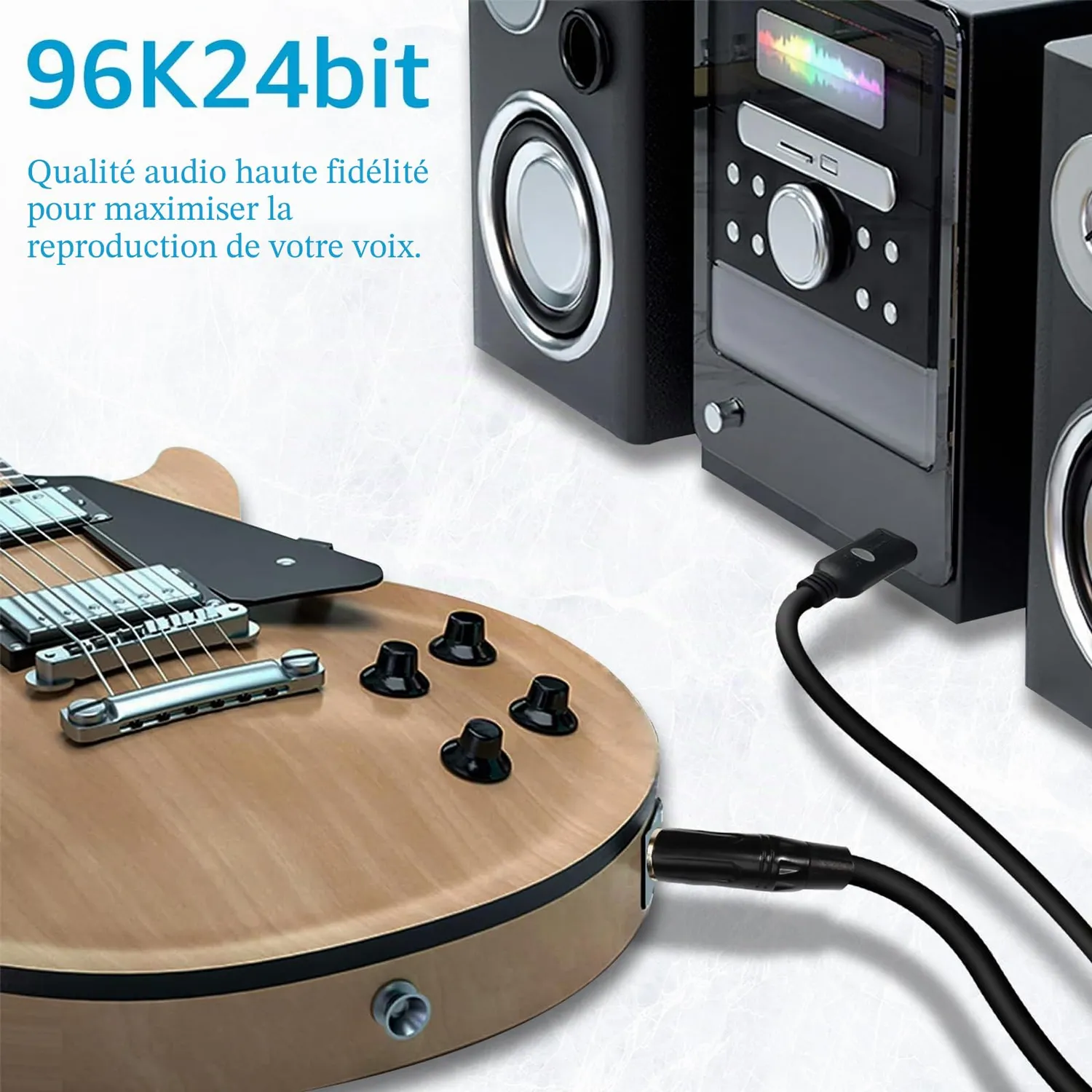 PLC Tech SH-AU20B câble audio USB guitare 6,35 mm 96 kHz 24 bits