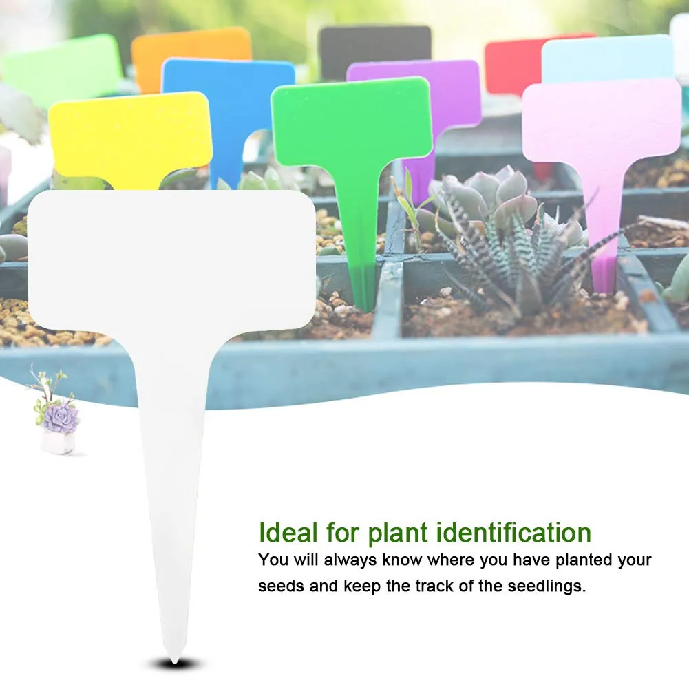 Garosa Étiquettes de plantes en T blanches, lot de 50 en PVC