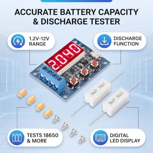 Garosa testeur de capacité de batterie 1,2–12 V à écran LED