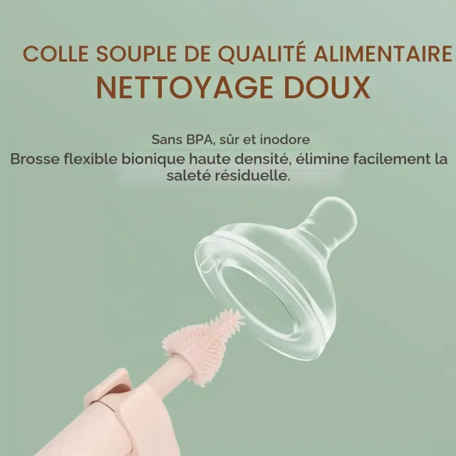 Garosa brosses électriques pour biberon bleu et rose, silicone, 3 pièces