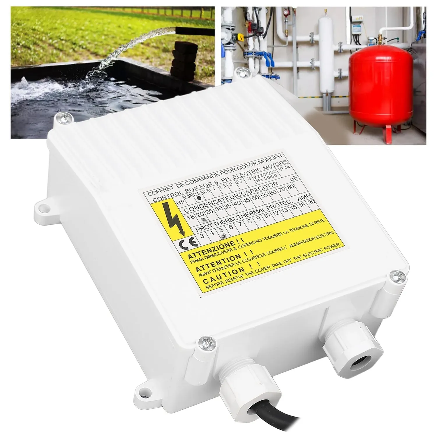Garosa boîtier de commande pompe de puits 370 W 20 µF avec protection thermique