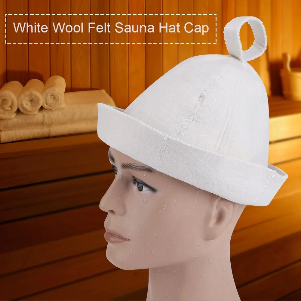 Garosa bonnet de sauna en feutre de laine blanc