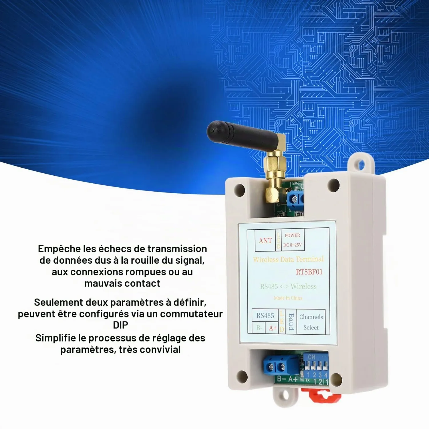 Garosa module émetteur-récepteur RTU 1000 m, lot de 2 longue portée