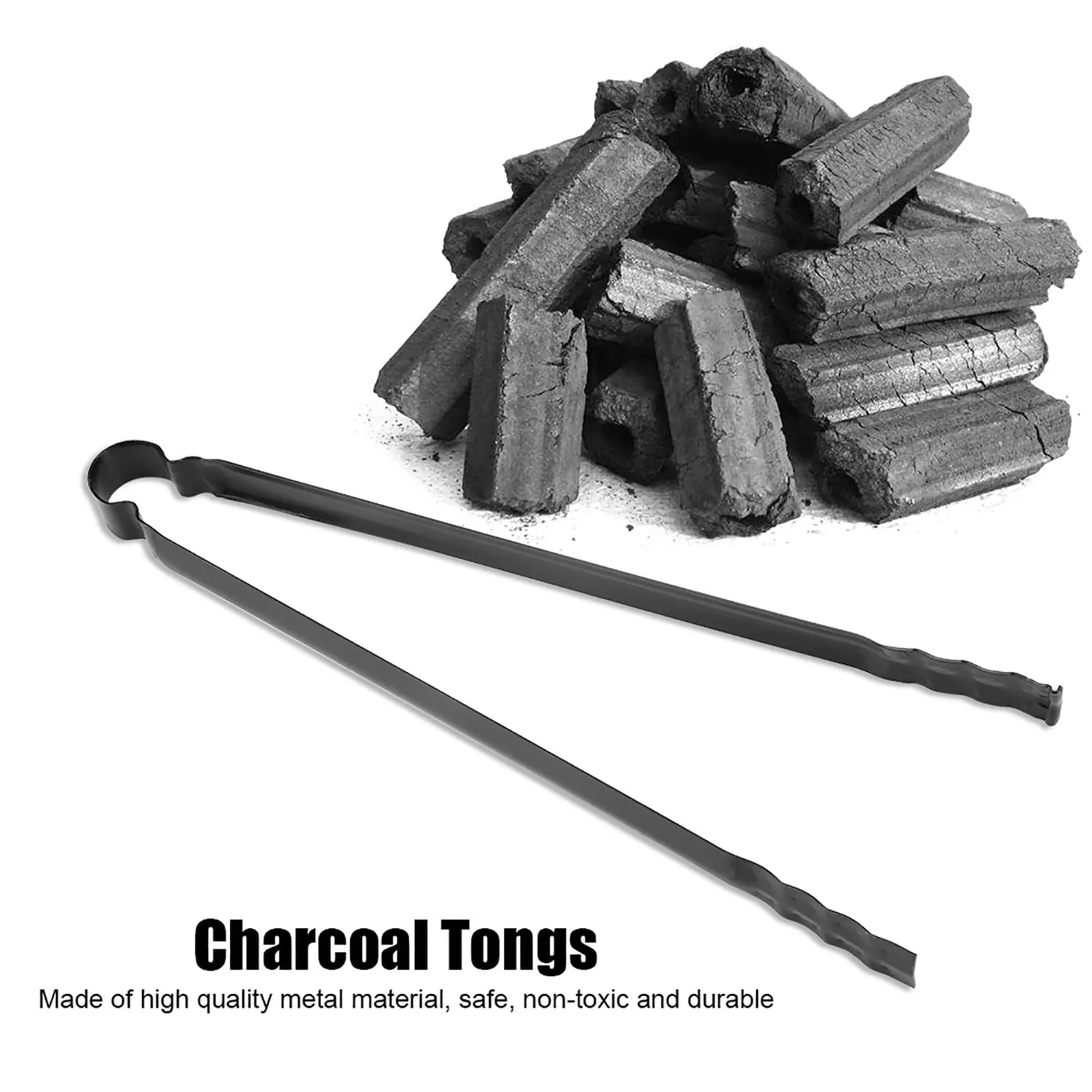 Garosa pince à charbon barbecue métal 30 cm antidérapante