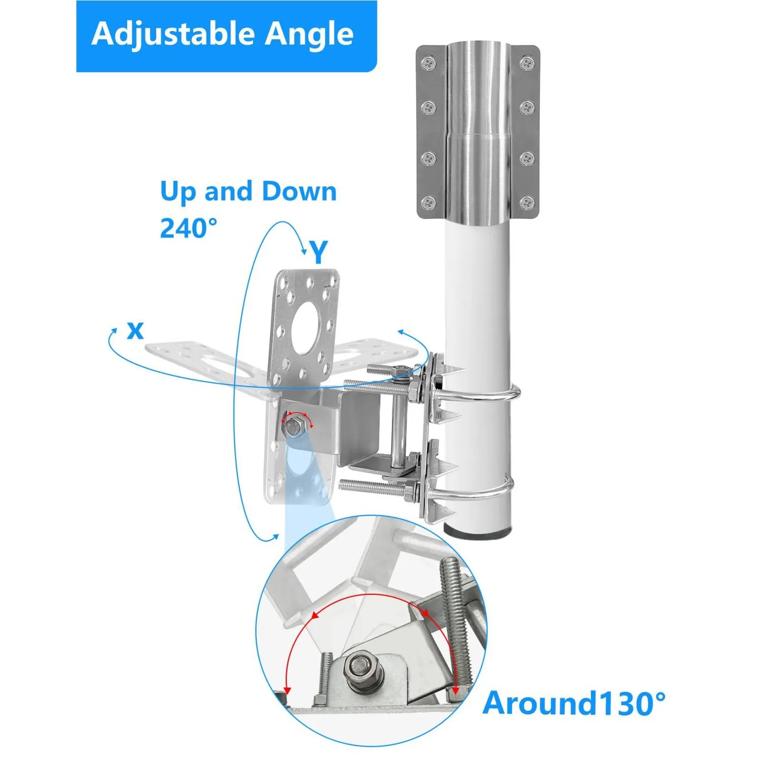 Garosa STL T01 Kit Support Antenne Poteau Inoxydable