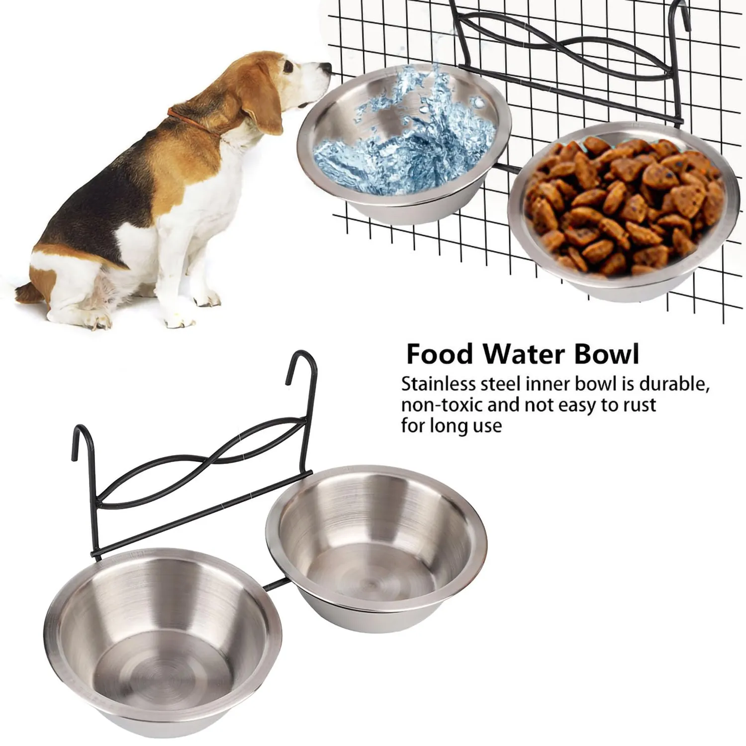 Garosa bol animaux inox suspendu 13 cm