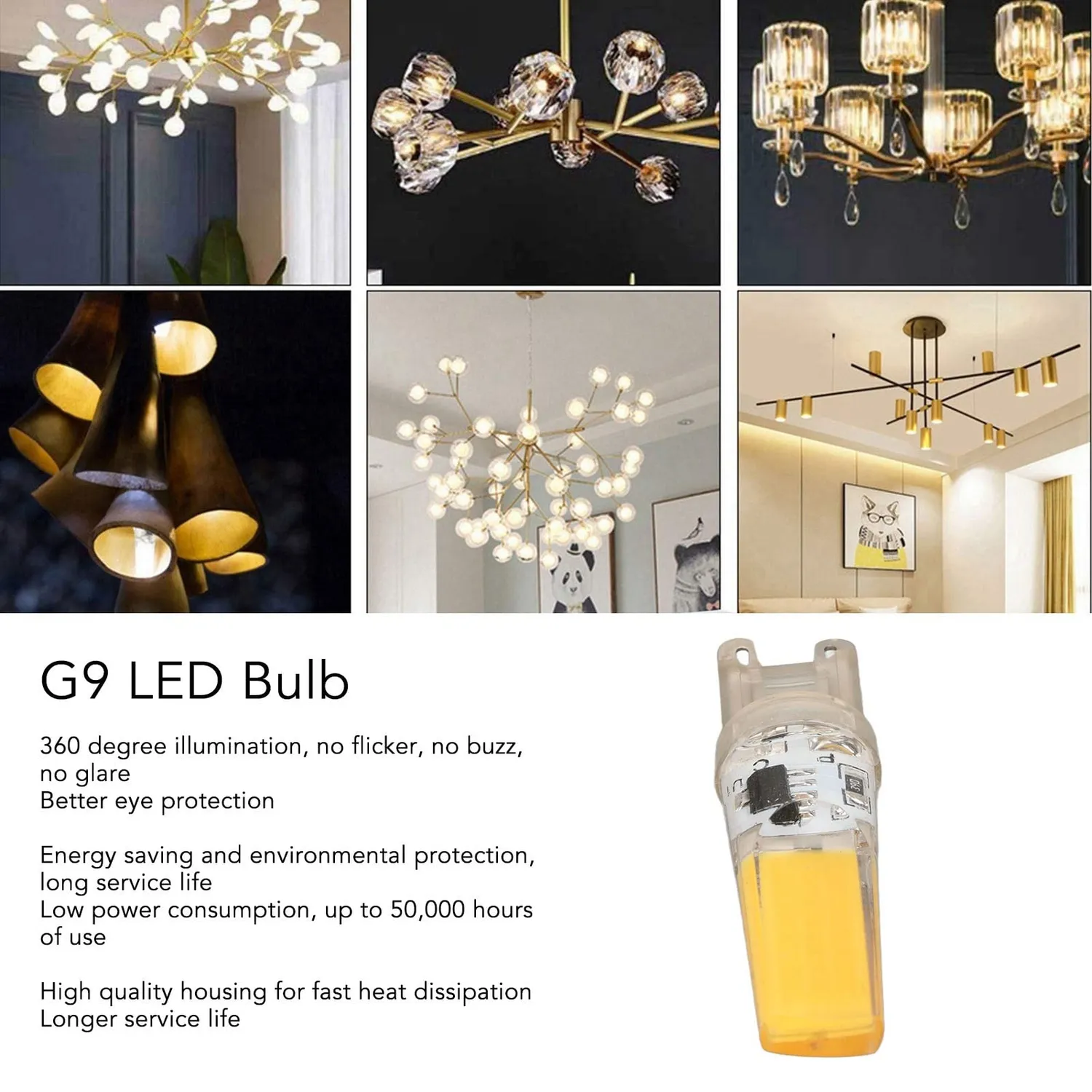 Garosa ampoules LED G9 9W dimmable blanc chaud lot 6