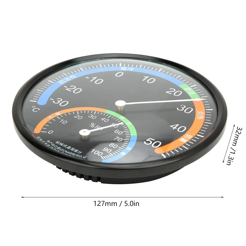 Garosa Thermomètre mural rond avec hygromètre extérieur