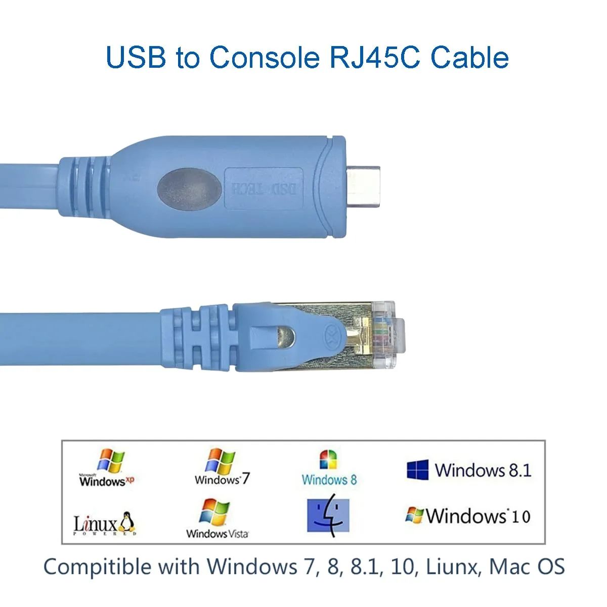 PLC Tech SH-RJ45C câble console USB-C RJ45 1,8 m RS232