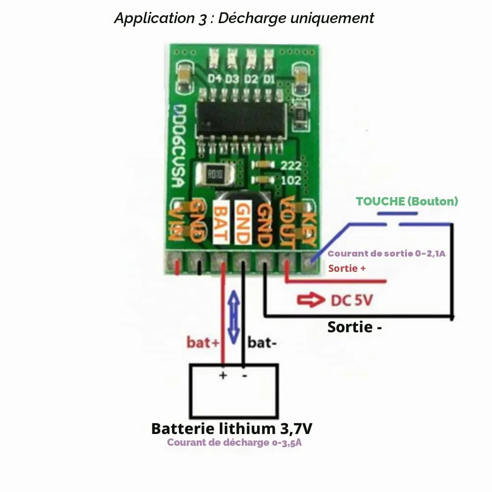 Garosa module 4 en 1 chargeur lithium 5 V 2,1 A avec protection