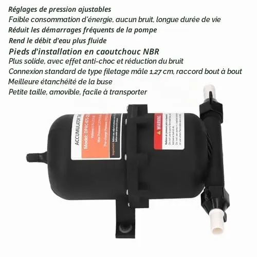 Garosa Réservoir Accumulateur Hydraulique 0,75L 125 PSI