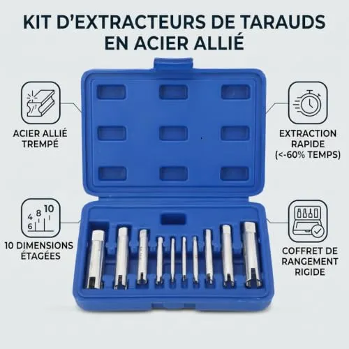 Garosa extracteurs de vis et tarauds cassés 10 pièces acier rapide