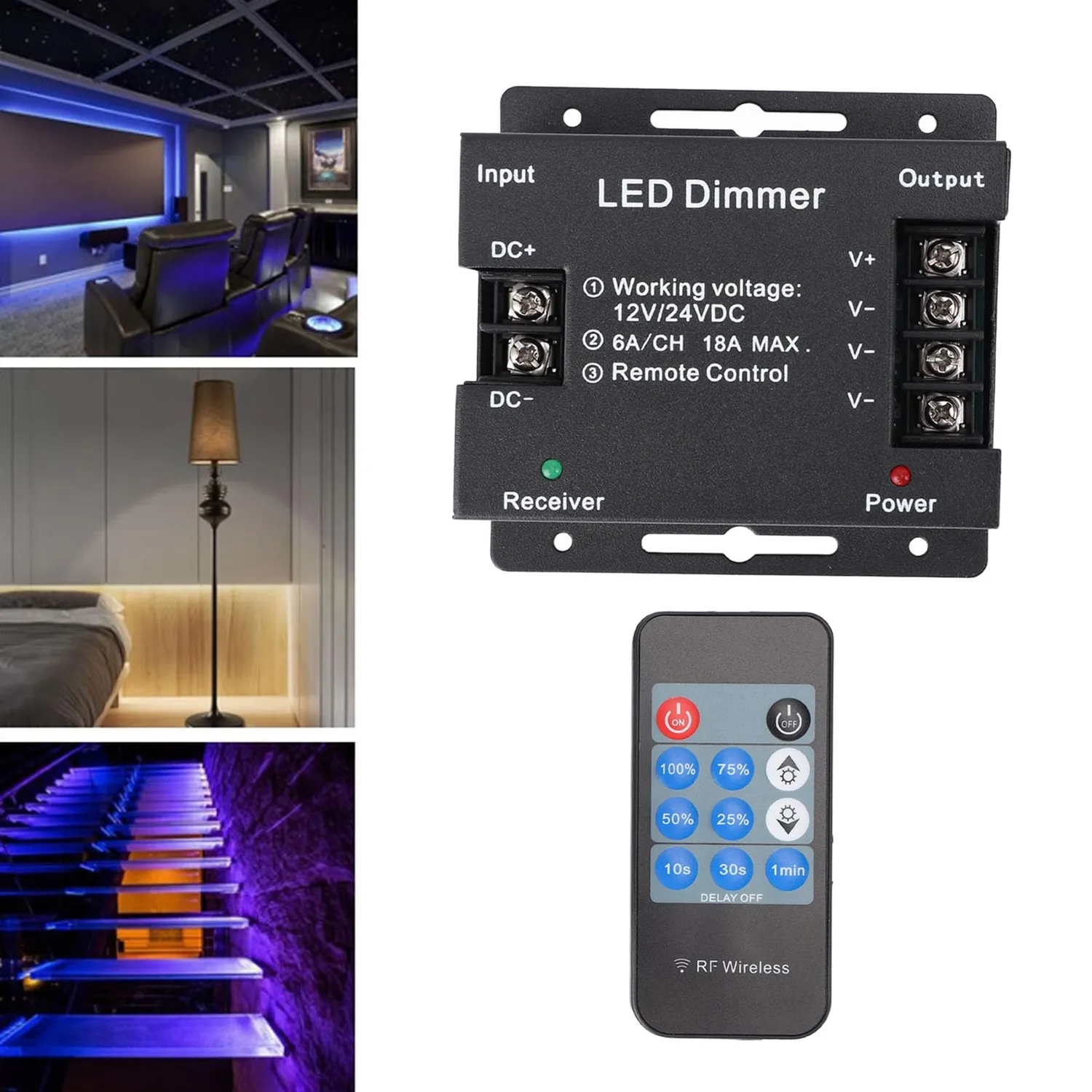 Garosa variateur LED RF télécommande 11 touches DC 12-24V PWM