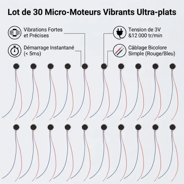 Garosa mini moteur vibration 3V 12000 tr/min x30 plat