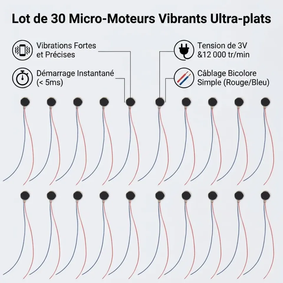 Garosa mini moteur vibration 3V 12000 tr/min x30 plat