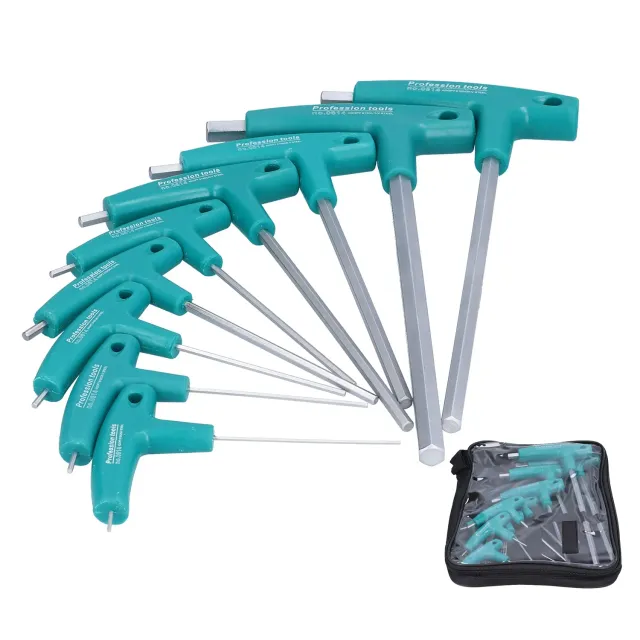 Garosa kit 9 clés Allen en T acier chrome-vanadium housse