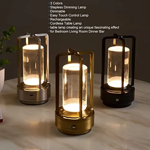 Garosa lampe de table LED tactile sans fil 3 couleurs cristal
