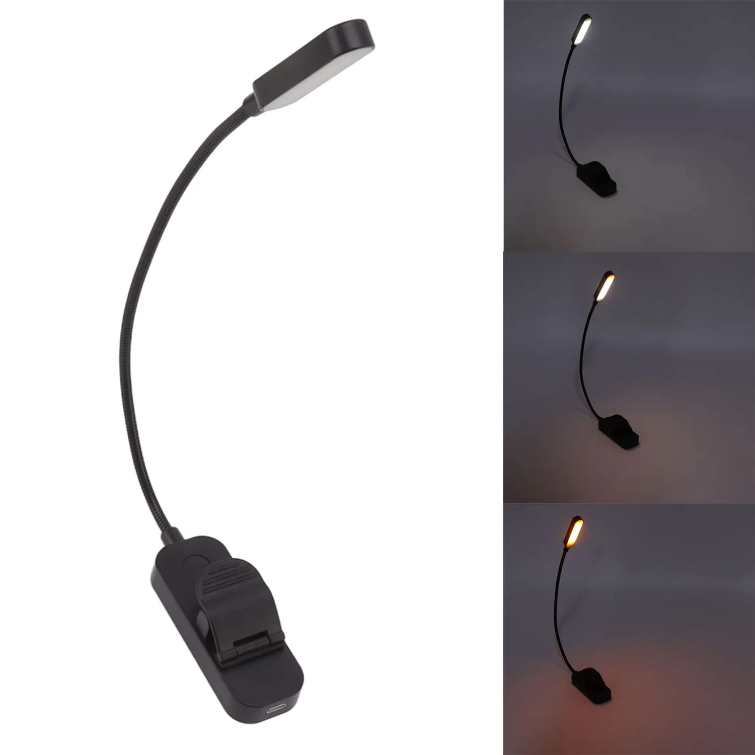 Garosa lampe lecture pince LED USB noire 8 LED 450mAh