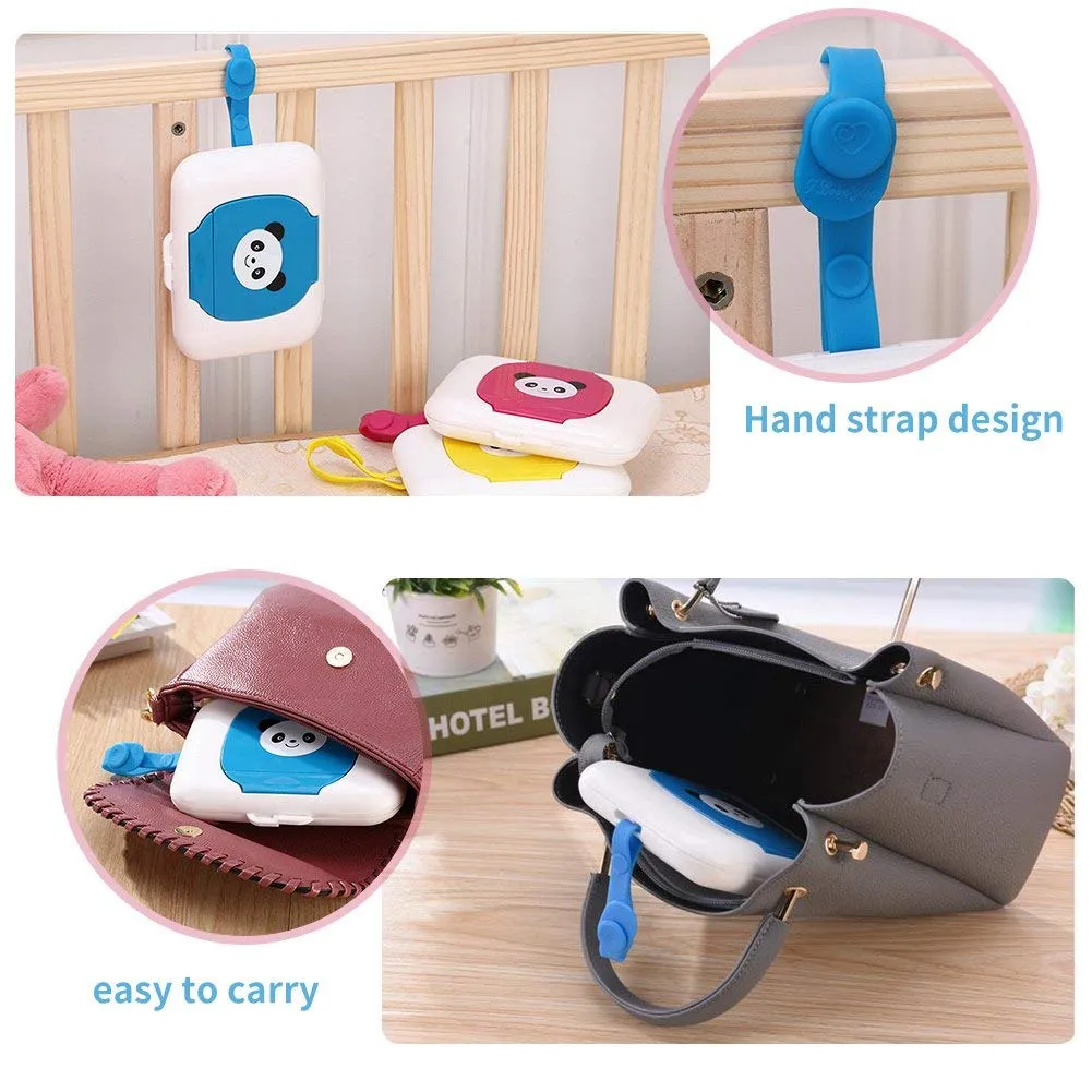 Garosa boîte à lingettes portable blanc et bleu, avec sangle silicone