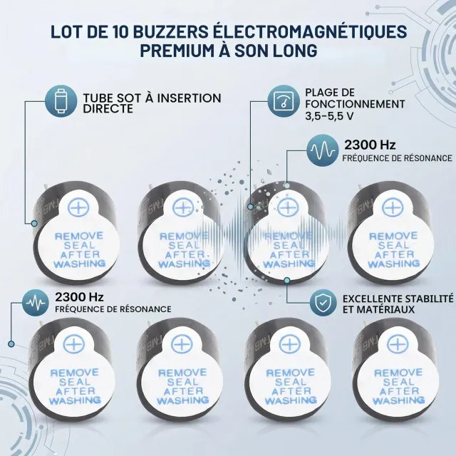 Garosa buzzer électromagnétique 5 V actif 10 pièces