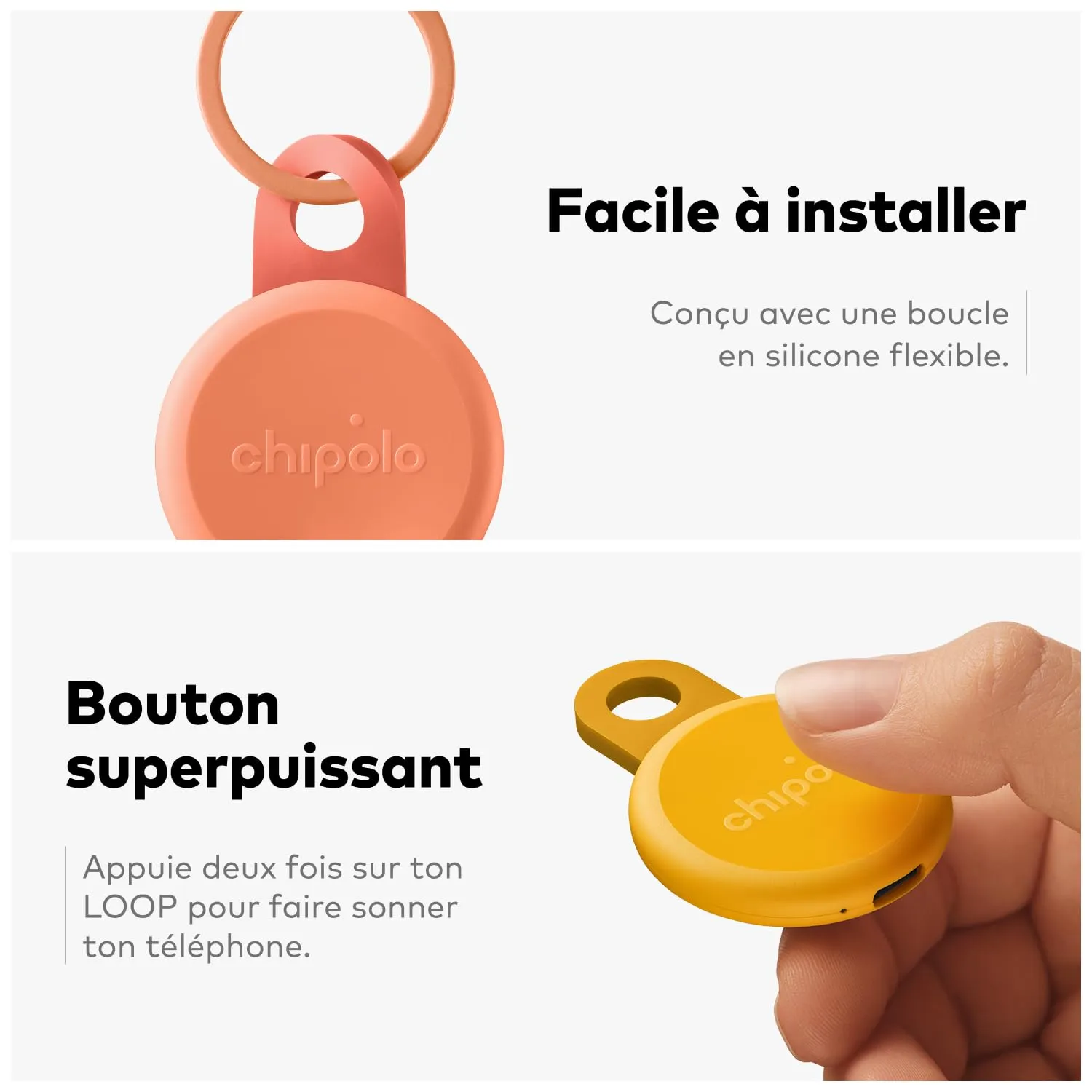 Chipolo LOOP tracker Bluetooth rechargeable, lot de 4 mixte
