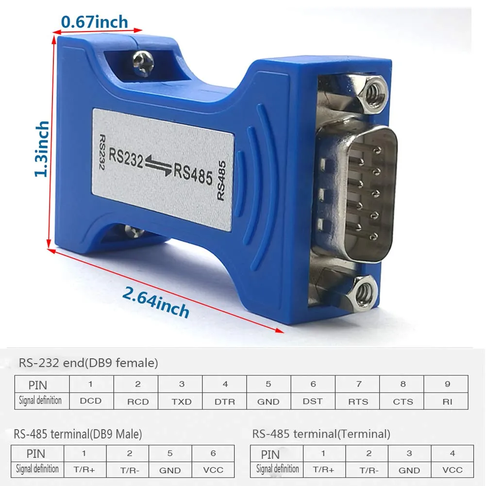 PLC Tech DSD TECH SH-B13 convertisseur RS232 vers RS485 avec bornier