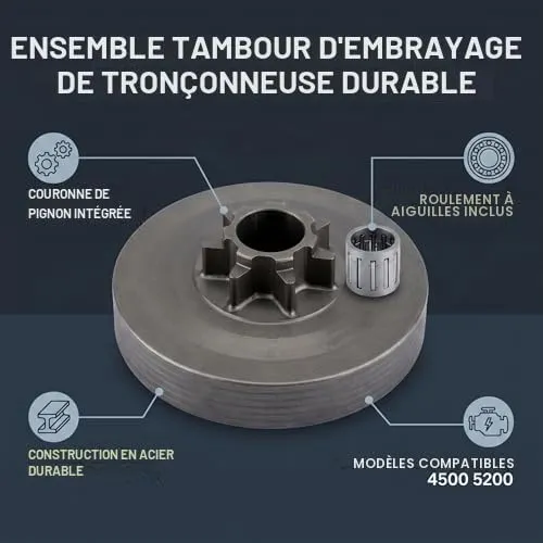 Garosa kit pignon de tambour d’embrayage tronçonneuse 4500 5200 5800 acier