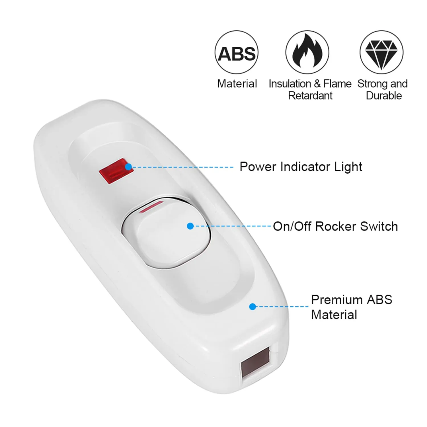 Garosa interrupteur de lampe avec voyant noir et blanc 250 V 10 A