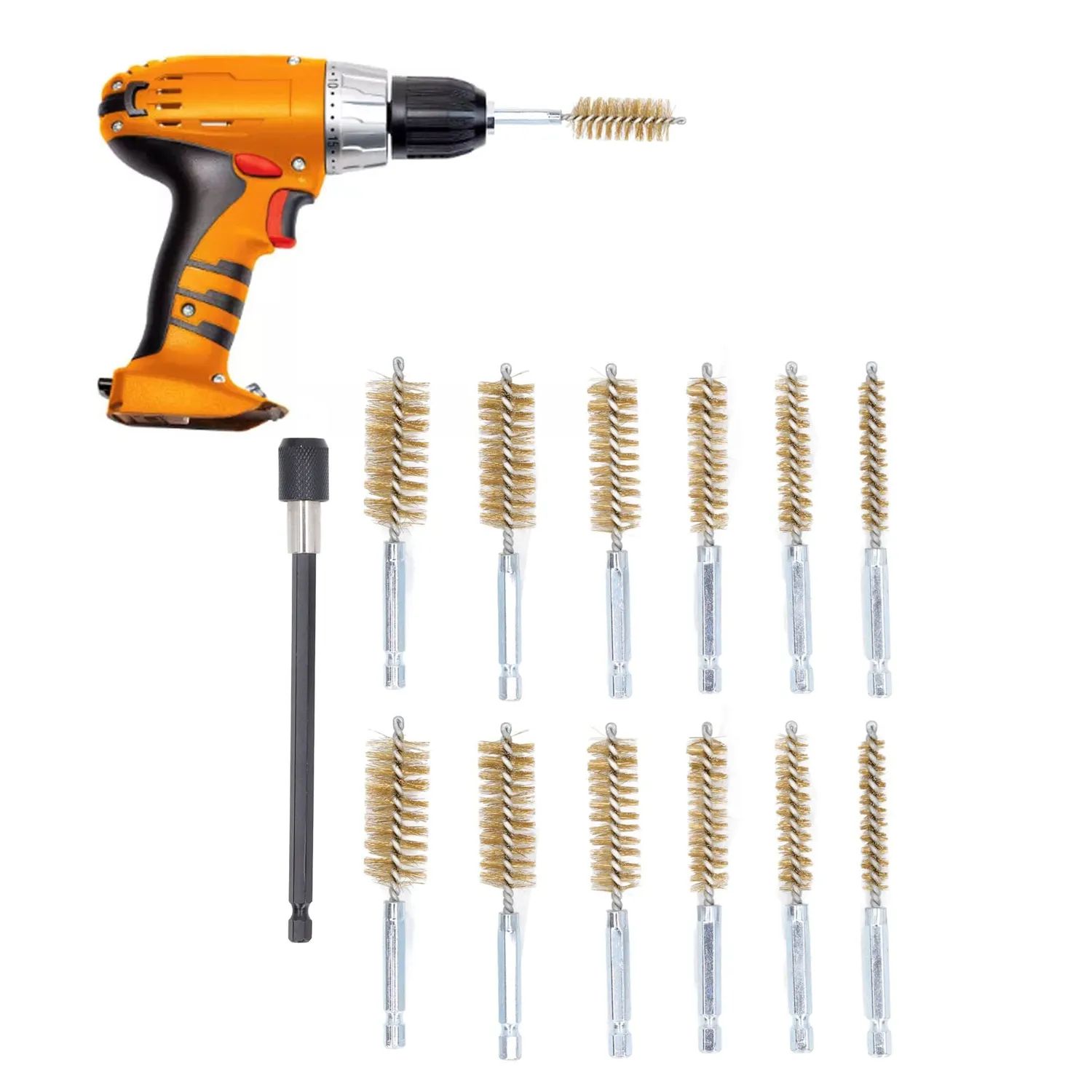 Garosa brosses alésage laiton 13 pièces tige 1/4 pouce