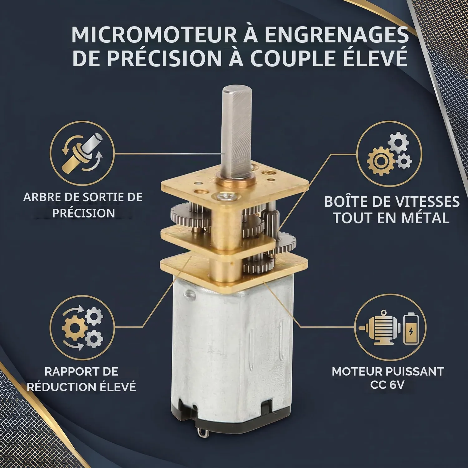 Garosa GA12-N20 motoréducteur 15 tr/min 3–12 V faible bruit