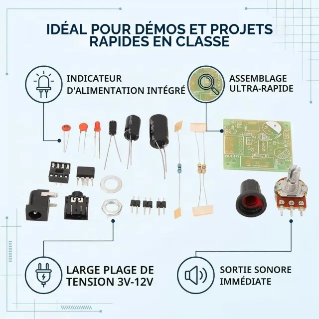 Garosa Kit Amplificateur Audio LM386 3-12V à Souder