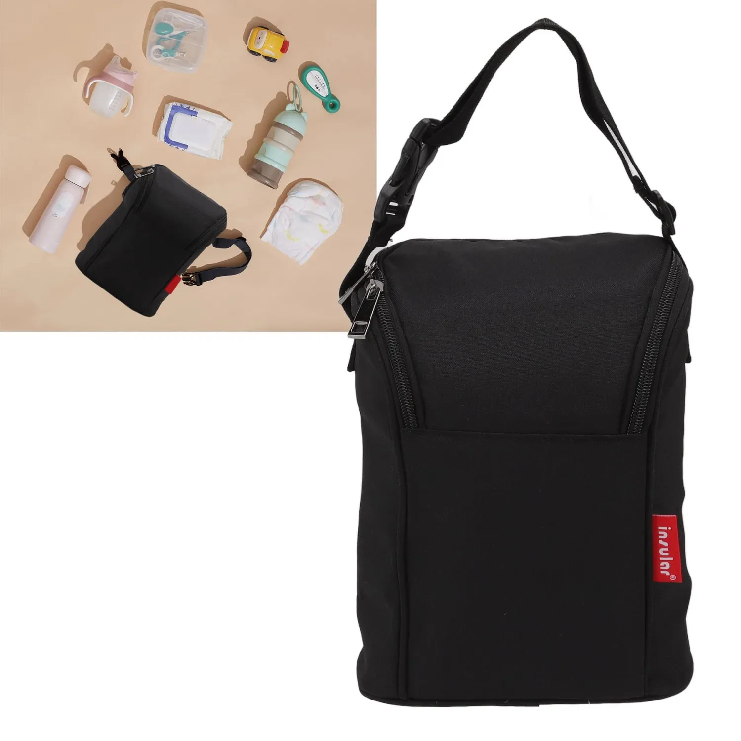 Garosa sac isotherme pour biberon noir en nylon