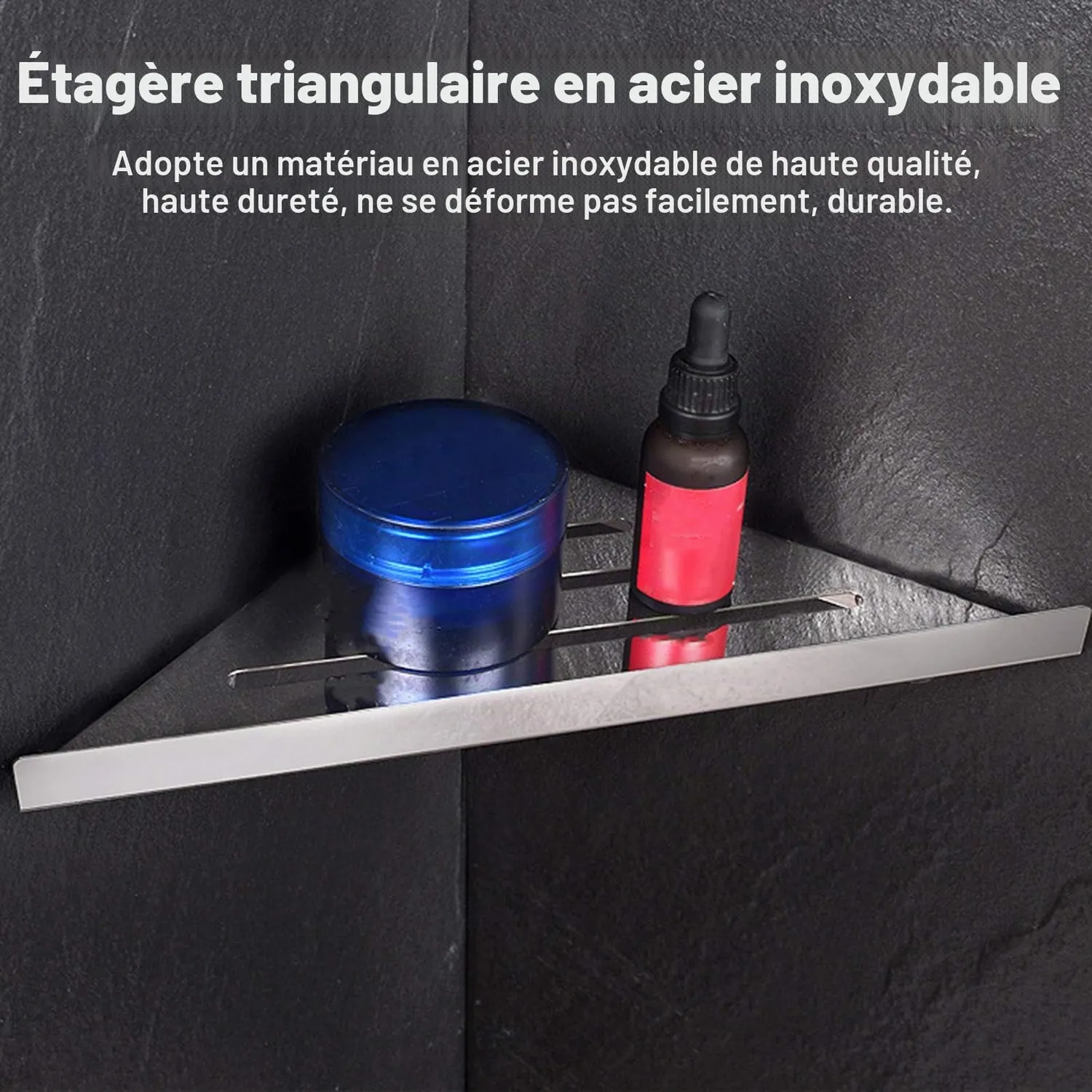 Garosa étagère d’angle de douche triangulaire inox à percer