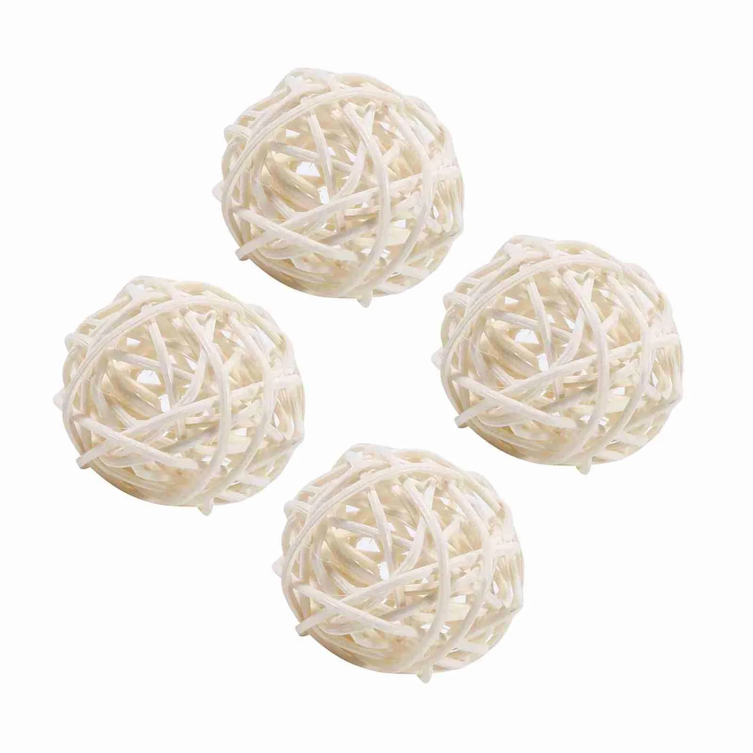 Garosa boules en rotin décoratives blanches lot de 20