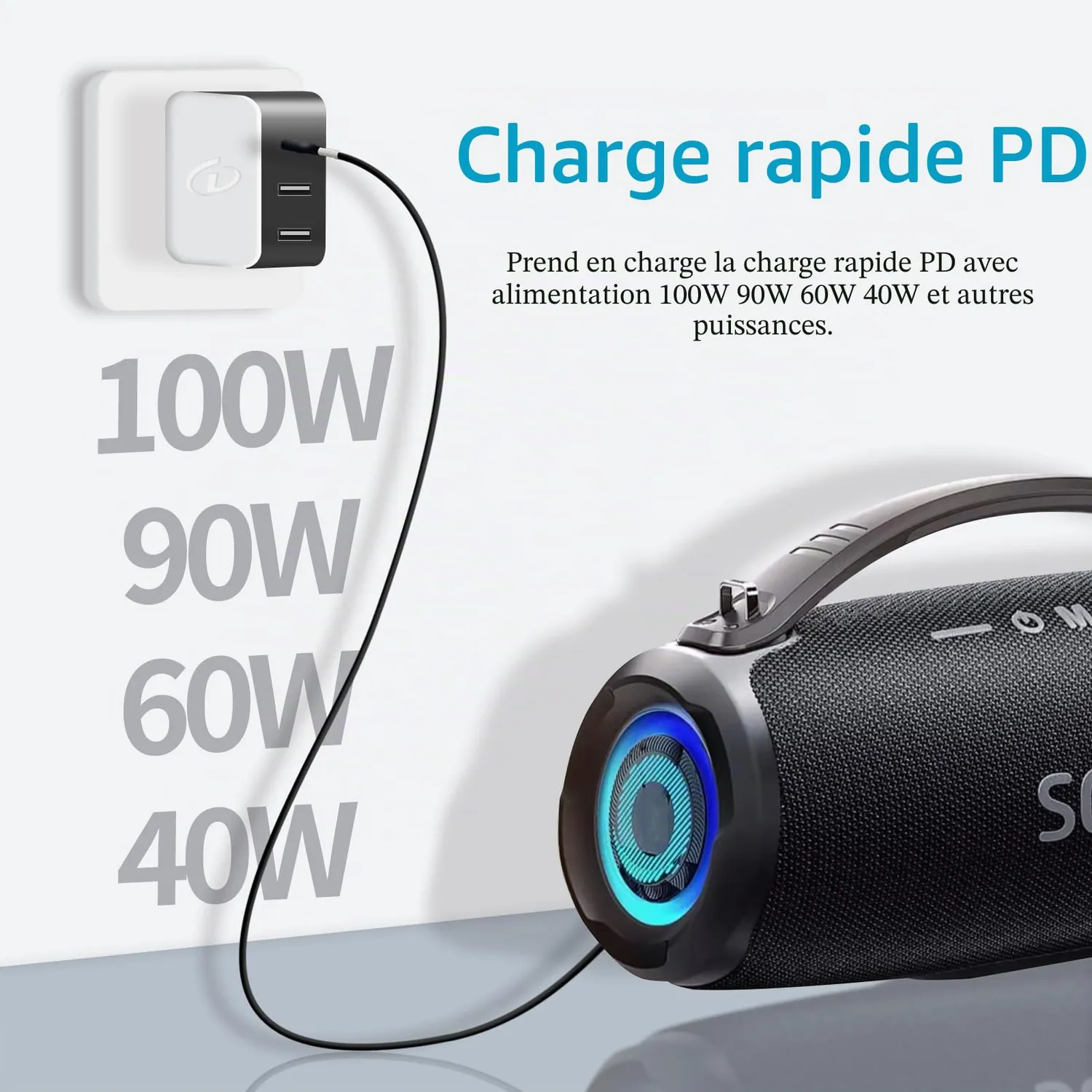PLC Tech MagicConn SH-CP20A câble USB-C vers DC 20 V 5,5 × 2,5 mm