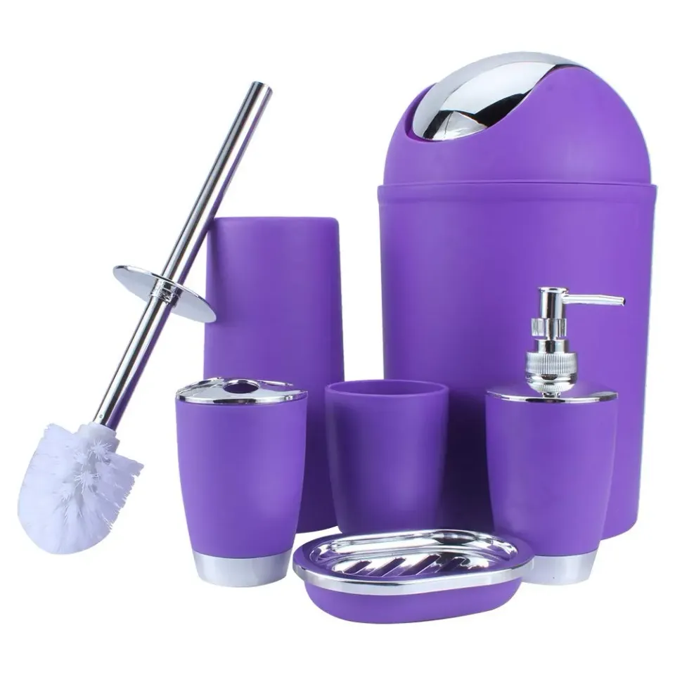 Garosa Ensemble salle de bain 6 pièces violet résine