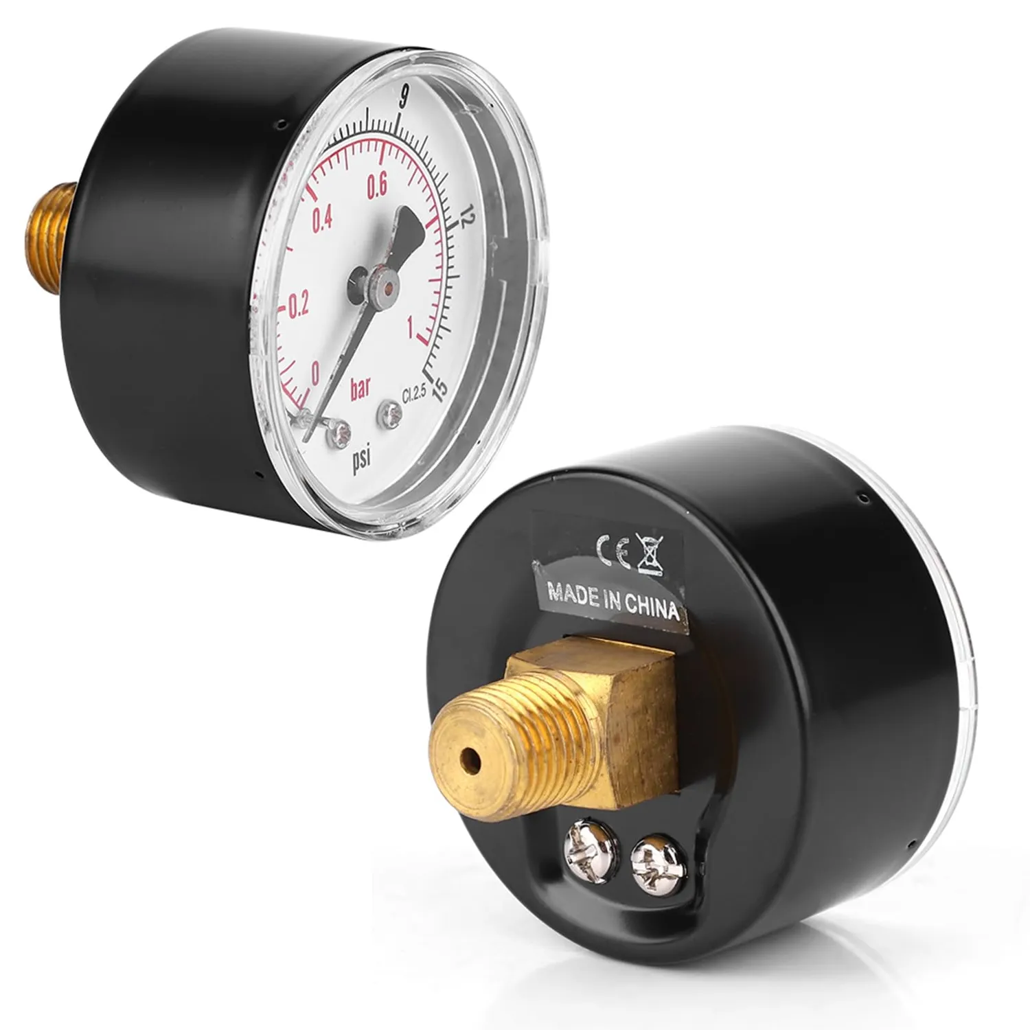 Garosa Manomètre double échelle 0–15 psi / 0–1 bar raccord 1/4 BSPT