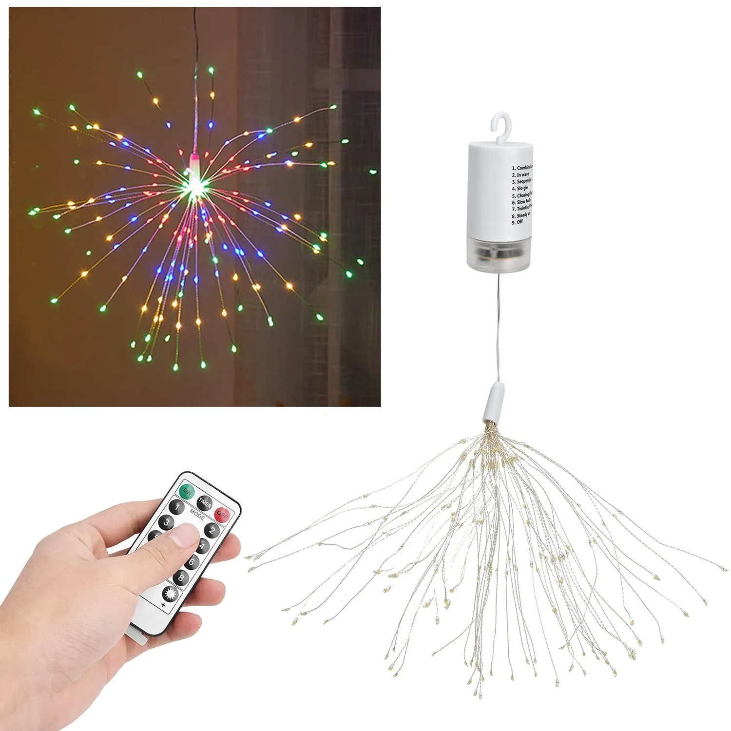 Garosa Guirlande LED feu d'artifice 180 LED télécommande