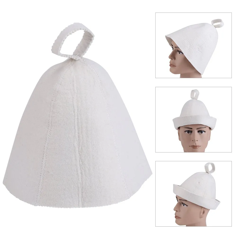 Garosa bonnet de sauna en feutre de laine blanc