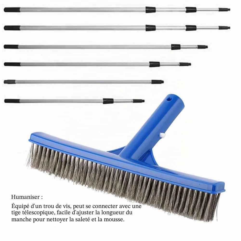 Garosa brosse de paroi pour piscine bleue 25,2 × 4,5 cm à poils acier