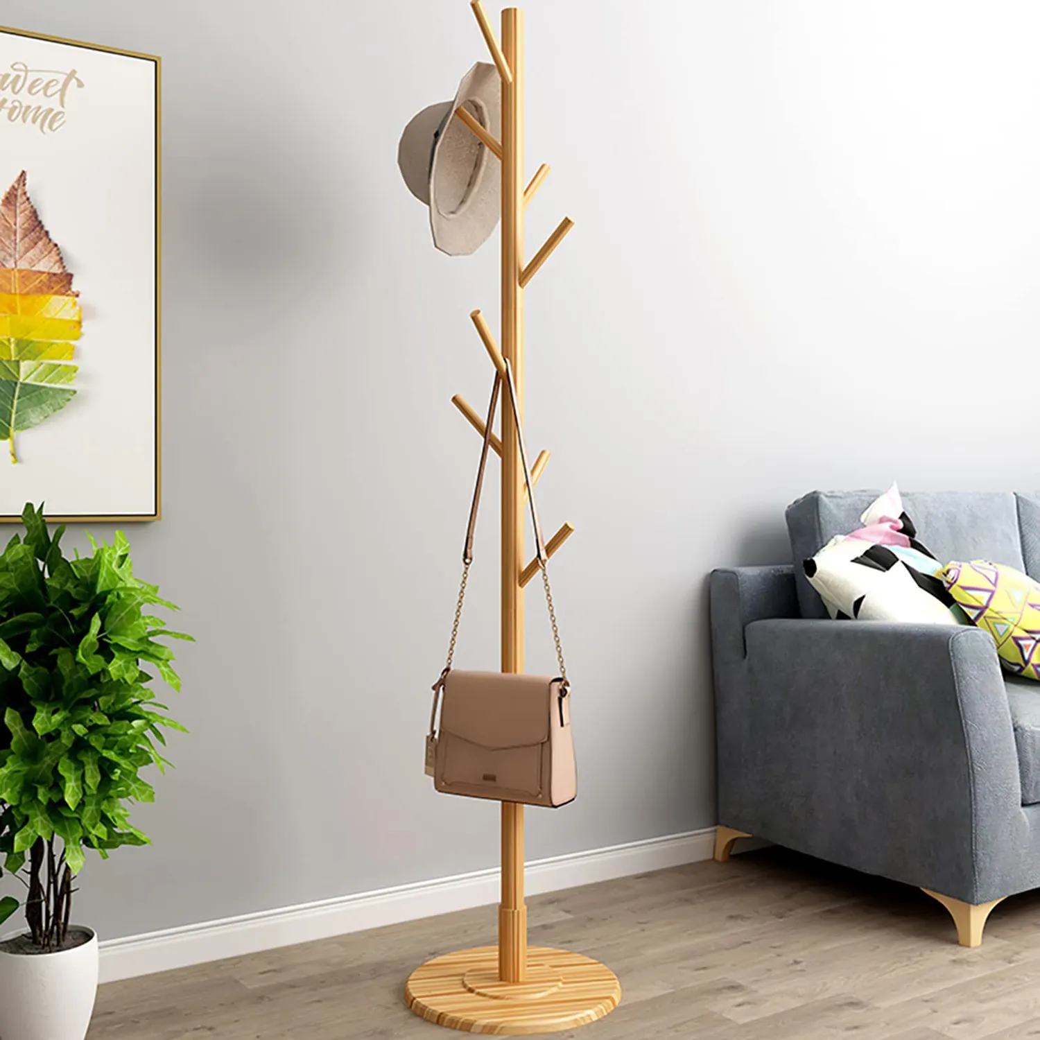Garosa porte-manteau sur pied arbre bois naturel