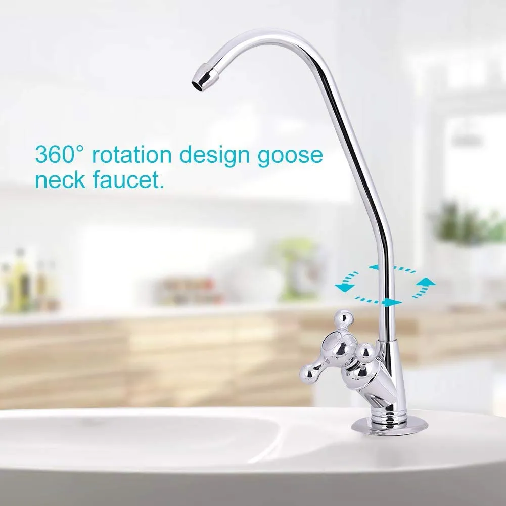 Garosa robinet de filtre à eau col de cygne chromé 360°